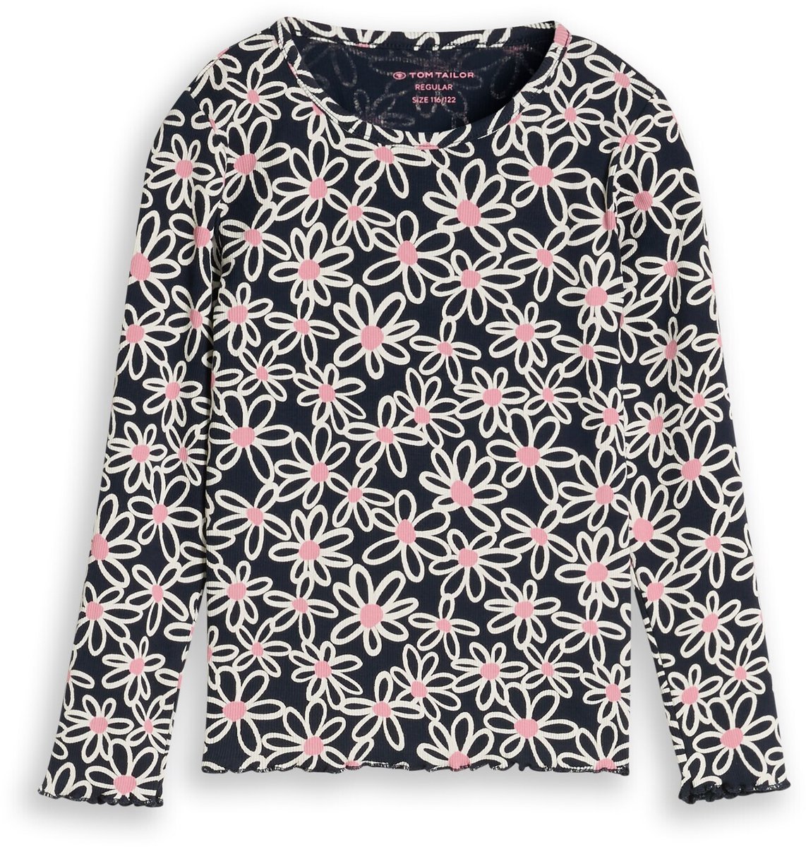Tom Tailor - T-shirt met lange mouwen en patroon - Maat 104/110 - dark blue small daisy print