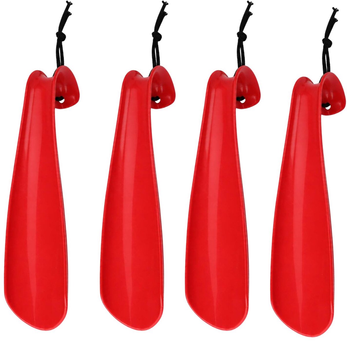 Benson Shoe Solutions Schoenlepel - 4x - 18 cm - kunststof - rood - met haak - instaphulp voor schoenen