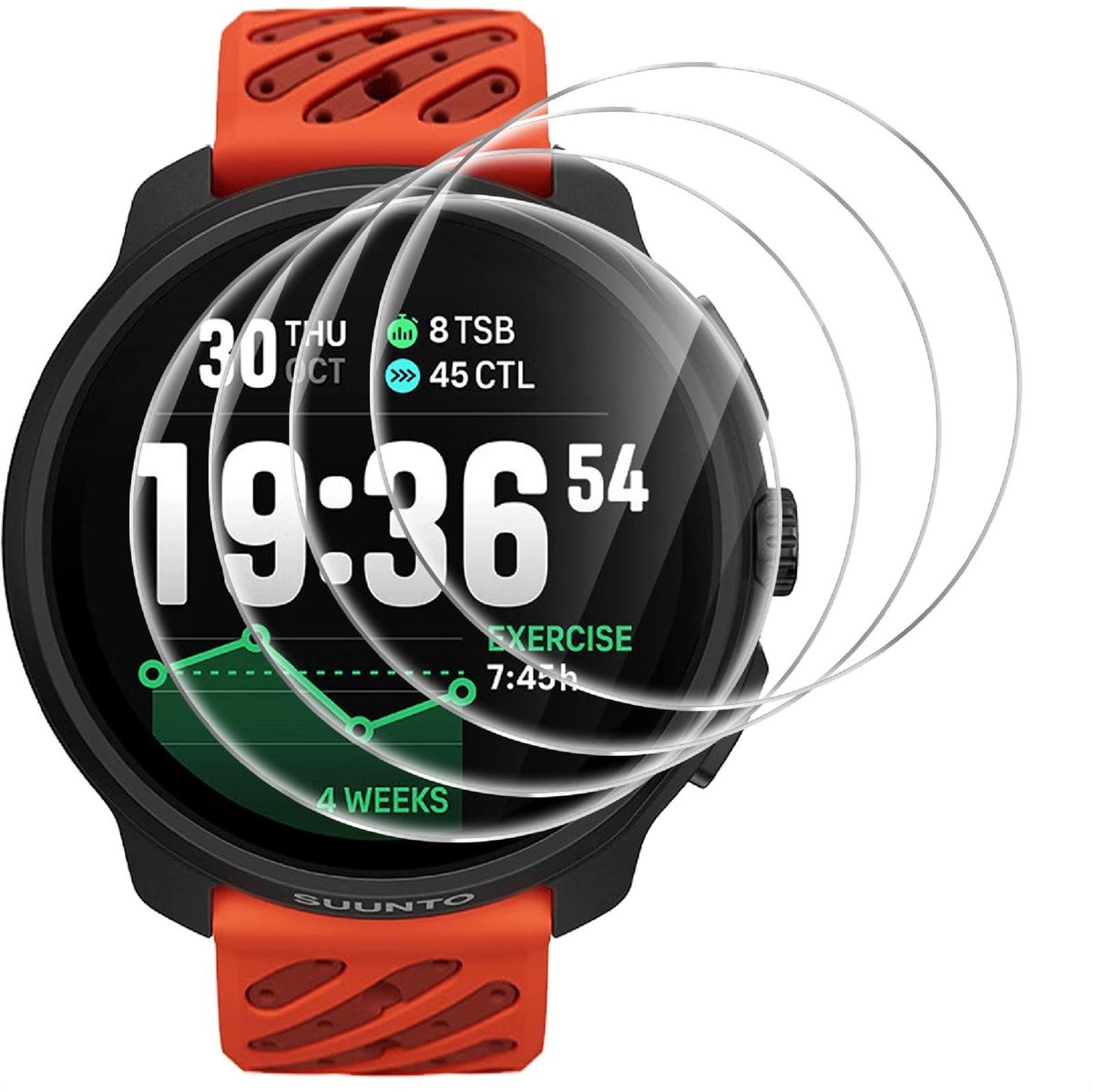 Solidchoice - Beschermfolie voor Suunto Race 2 - HD gehard glas, 4 stuks
