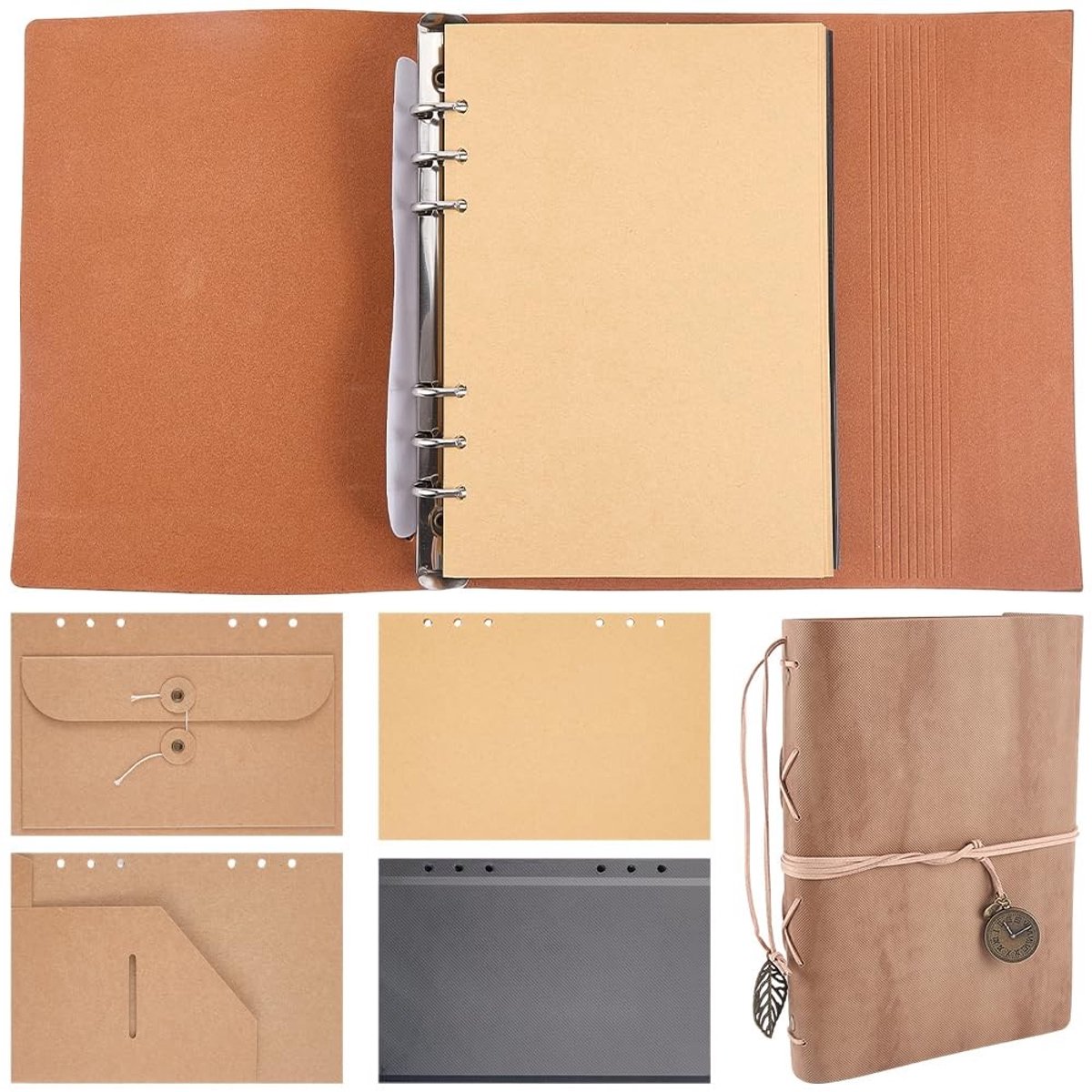 Solidchoice - Bruin PU Lederen Fotoalbum met 32 Binnenpagina's en Schrijftabbladen