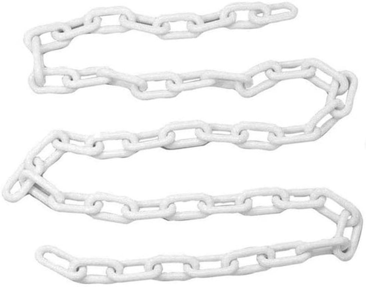Veilige Plastic Kettingbarrières voor Parkeerplaatsen en Tuinhekken - 5m x 10mm Wit, Decoratieve Afsluiting en Waarschuwingsfunctie