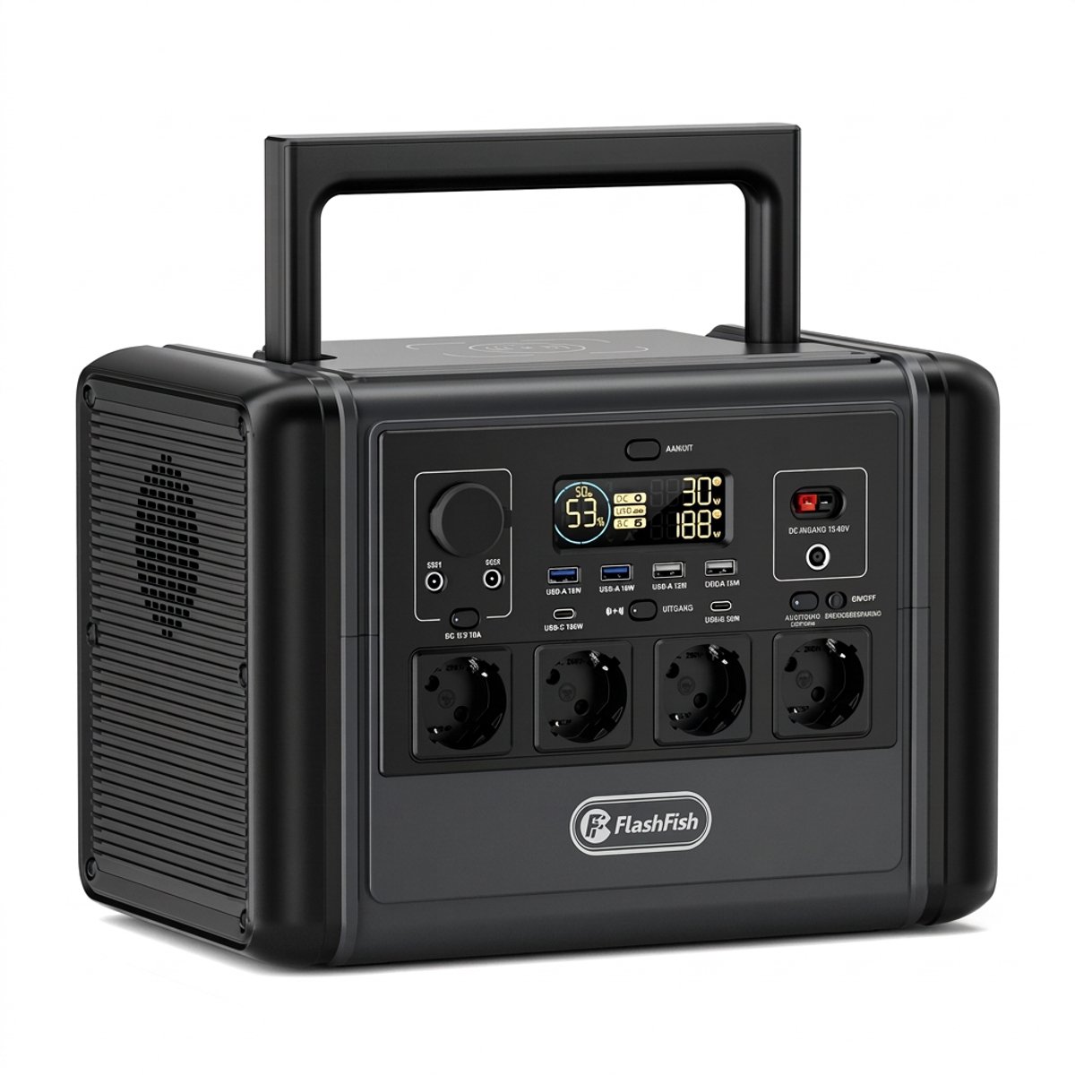 Flashfish 1200W draagbare generator 768Wh LiFePO4 – 4 AC/6 USB, ideaal voor stroomuitval en kamperen