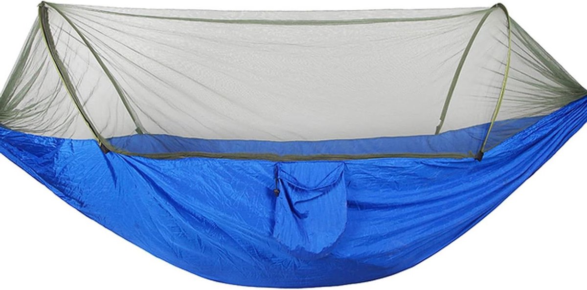 Kampeerhangmat - Dubbele hangmat - Ontspannen buiten - Scheurvast parachute nylon - 250x120cm - Blauw