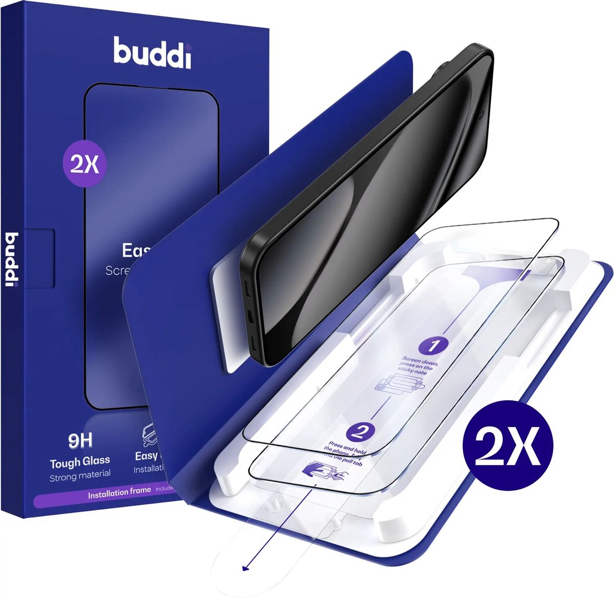 2-Pack Screenprotector Geschikt voor Google Pixel 11 Pro XL - Buddi Easy Fit Tempered Glass met Installatietray - 9H+ Gehard Glas - Case Friendly Glasplaatje - Eenvoudige montage