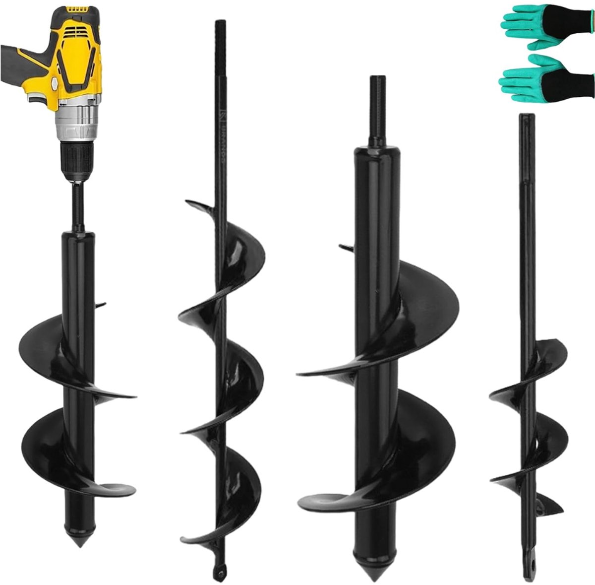 ZRNS® Grondborenset voor Boormachine - Grondboor - Tuinboor Plantgat - Voor Bloembollen en Palen - 3 Stuks