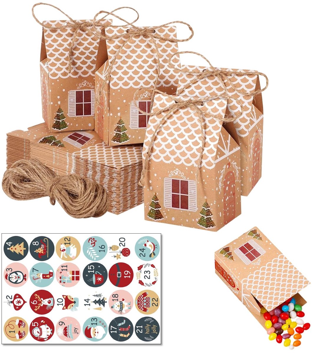 Solidchoice - Adventskalender voor Kerst met 24 Cadeauhuisjes