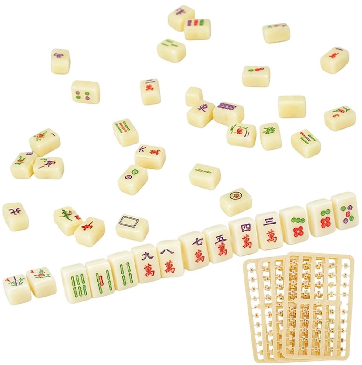 Solidchoice - Miniatuur Mahjong Set - 368 Stuks Hars voor Ambachten en Decoratie