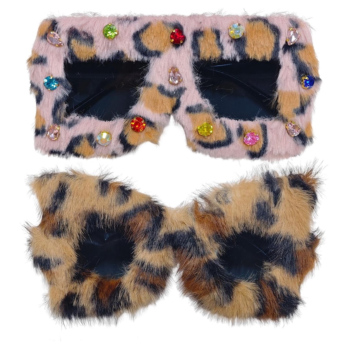 Solidchoice - 2 Paar Pluche Zonnebrillen met Luipaard Print en Cat Eye Vorm - Mode Accessoires voor Feesten