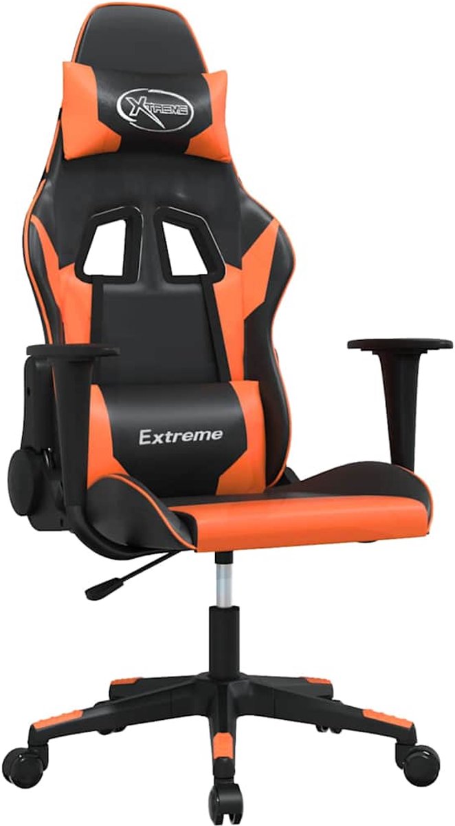 vidaXL Gamestoel - kunstleer - zwart - en - oranje zwart en oranje