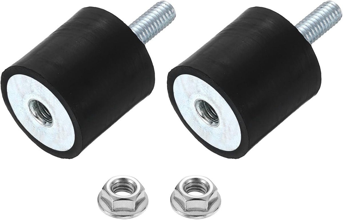 M6 Rubber Beugels, 2 Stks 25x25mm(DxH) Cilindrische Anti Vibratie Rubber Schokdemper Met Auto Moer Generatoren Luchtcompressoren