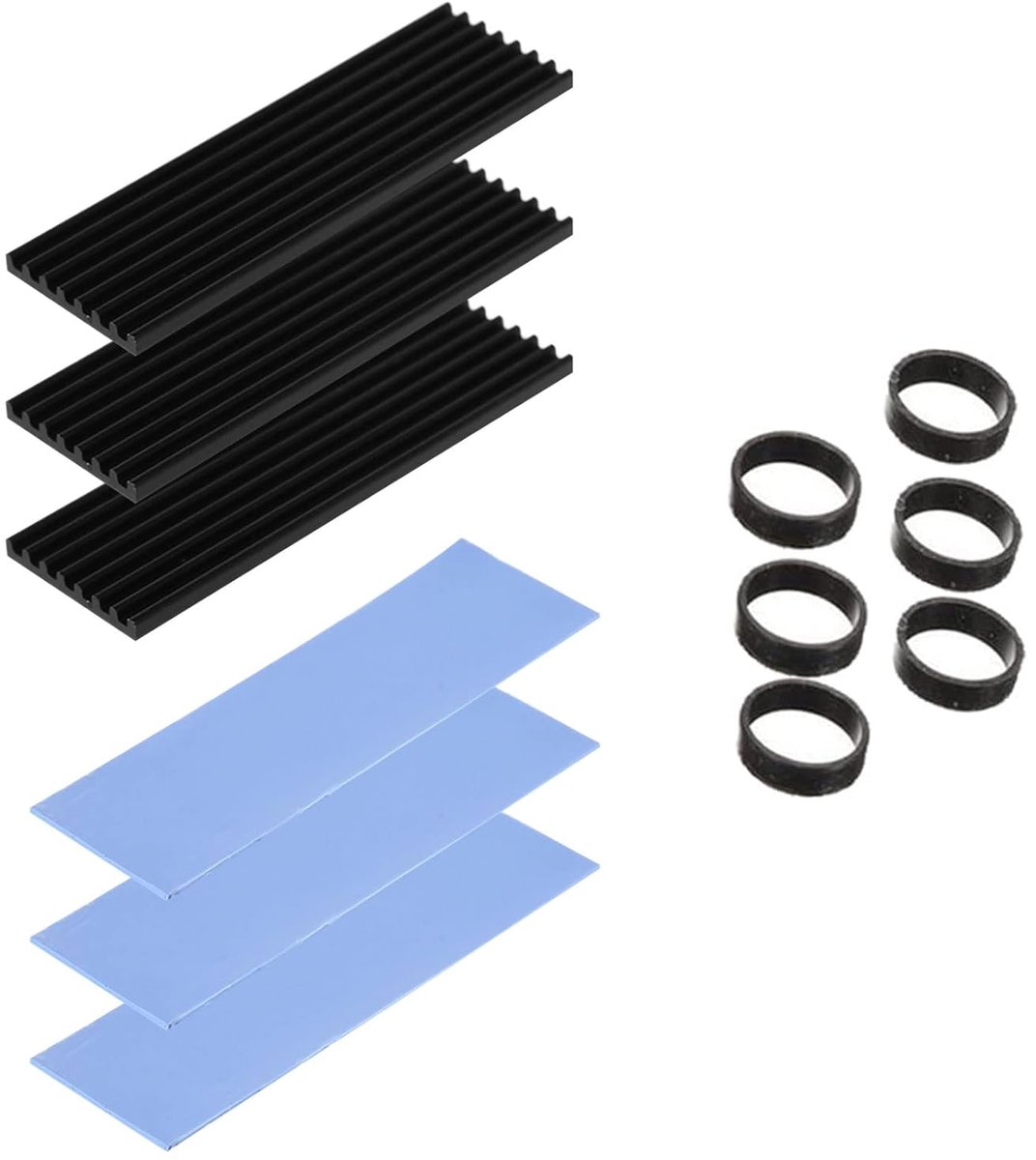 2280 SSD Heatsink Aluminium Koellichaam Koeler met Warmtegeleidende, M.2 SSD-Radiator met Siliconen Thermische Pad, Laptop PC Geheugen Koelradiator Geschikt voor 2280 NVME NGFF, 3 Stuks