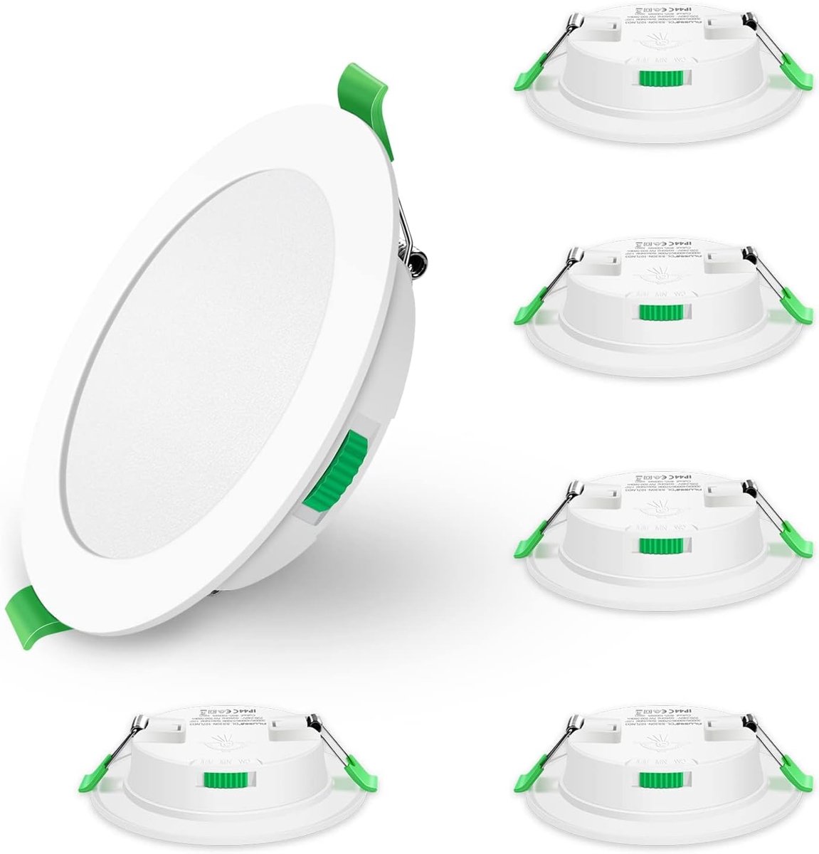 LED Inbouwspot Ultra Flat 7W IP44 Warm Wit 3000K Neutraal Wit 4000K Koel Wit 6500K, 30mm ultra vlak, Ø90-100mm, AC 220-240V, 580 Lumen, Inbouwverlichting, Badkamer, Keuken, Wit, 6 Stuks