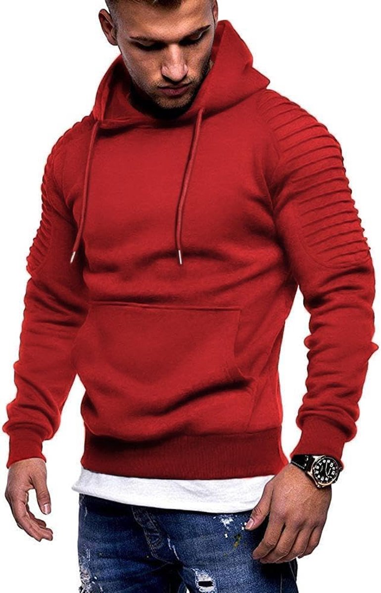 Trainingshulp voor heren, lichtgewicht sportschool, sportief sweatshirt, modieuze trui met capuchon en zak wijnrood XXXL, bordeauxrood, 3XL
