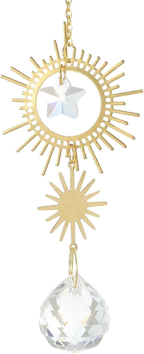 Kristallen Suncatcher 11,8 Inch, 1 Pack Hangende Kleurrijke Kristallen Prisma met Ketting voor Ramen Decor Regenboog Patio Tuin