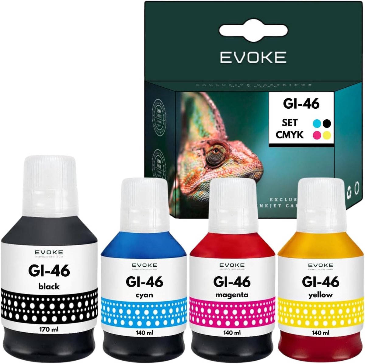 Inkt GI46 compatibel met Canon Maxify GX3040 GX4040 GX5040 GX6040 GX7040 - CMYK Kit - 48000 pagina's - SnelShoppen