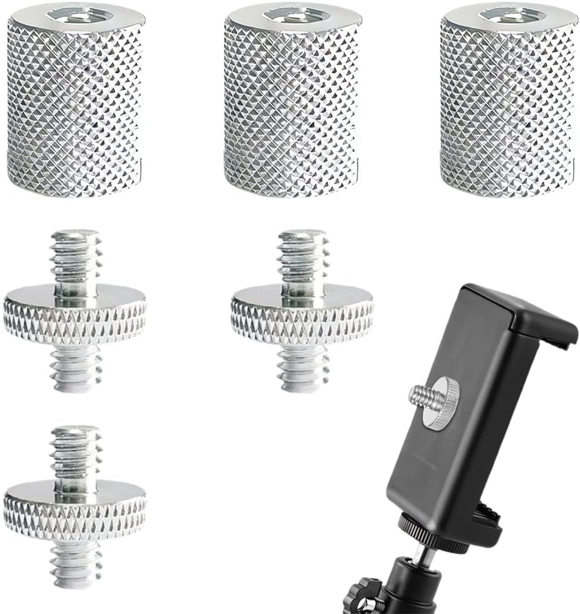 6 stuks statiefadapters, 1/4 naar 1/4 inch schroefdraadadapter, statiefschroef camera-schroeven, adapters 1/4 naar 1/4 inch statief schroefadapter