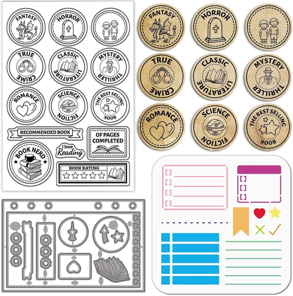 Leesstempel siliconen stempel metalen stansvormen schildersjablonen voor het boek postzegel stempels stansvormen schema sjablonen set voor doe-het-zelf scrapbooking kunsthandwerk