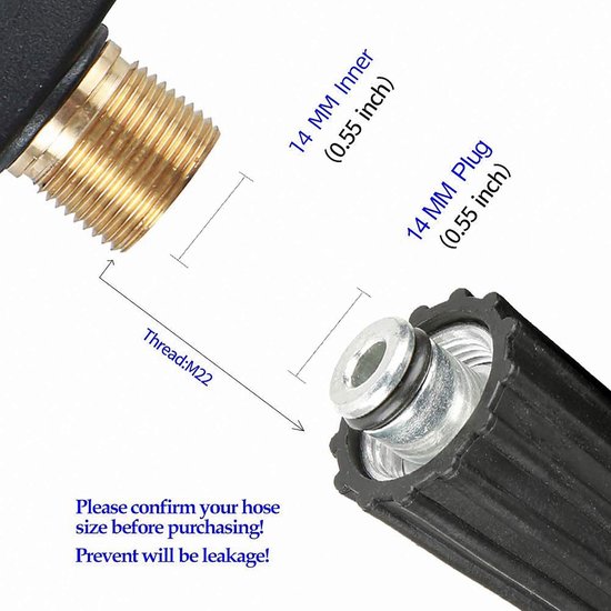 Hogedrukreiniger pistool, 3000 PSI Max met 5 kleuren Quick Connect Nozzles M22 Slangconnector 3.0 TIP — afbeelding 4