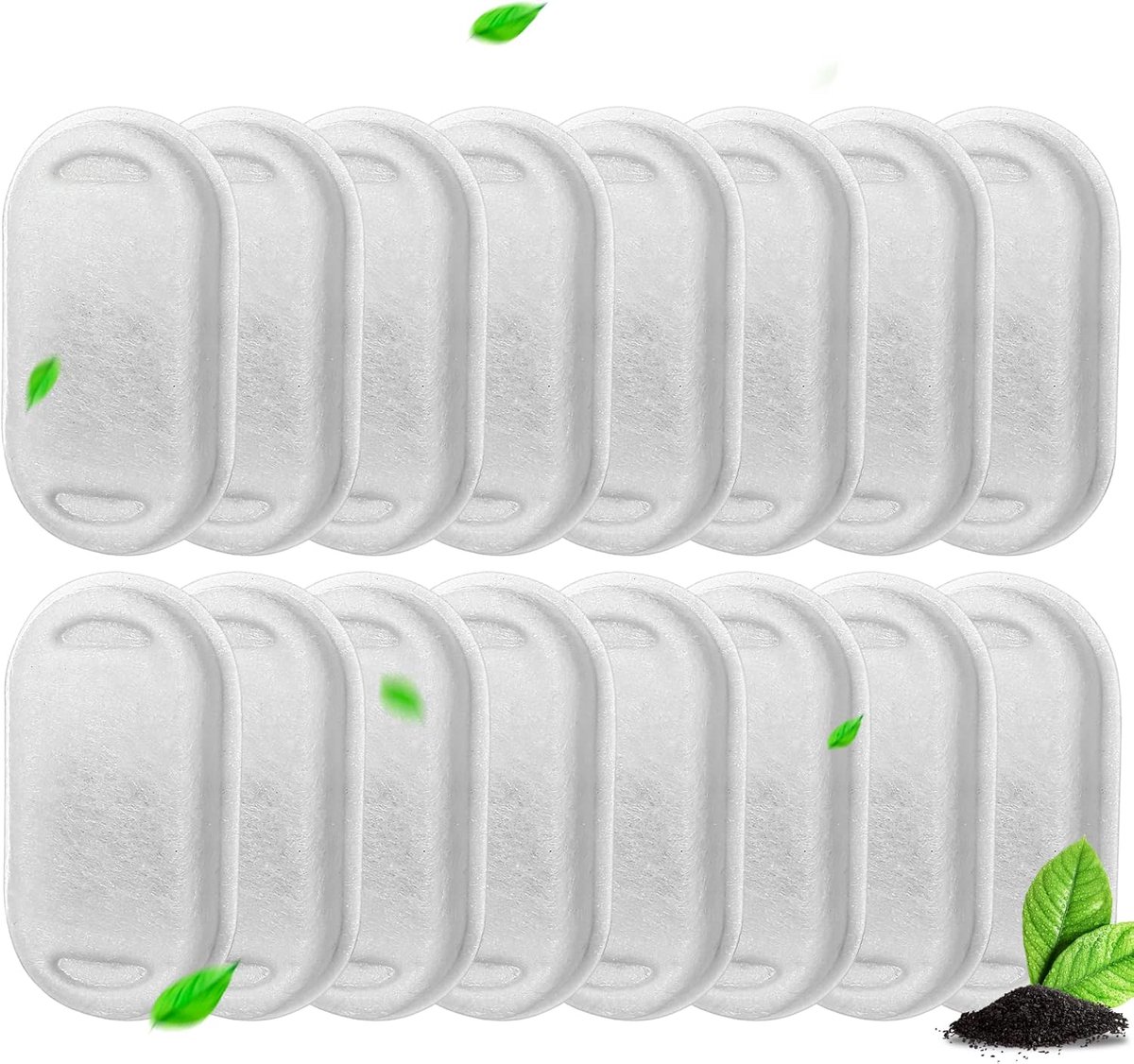 16 stuks reservefilters met actieve koolstoffilter voor 2 l/3,2 l/4 l, roestvrij staal, drinkfontein, filter, huisdierfilter voor katten en honden, waterfontein