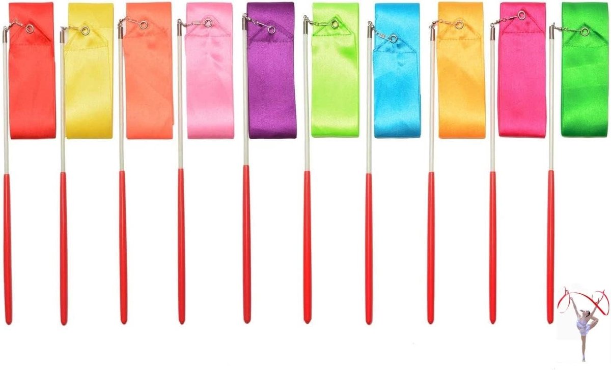 2 m dansband, 10 stuks gymnastiekband, ritmische gymnastiekband, artistieke dansband voor kinderen, gymnastiekband voor kinderen, trainingsspectakels, artistieke dans (10 kleuren)