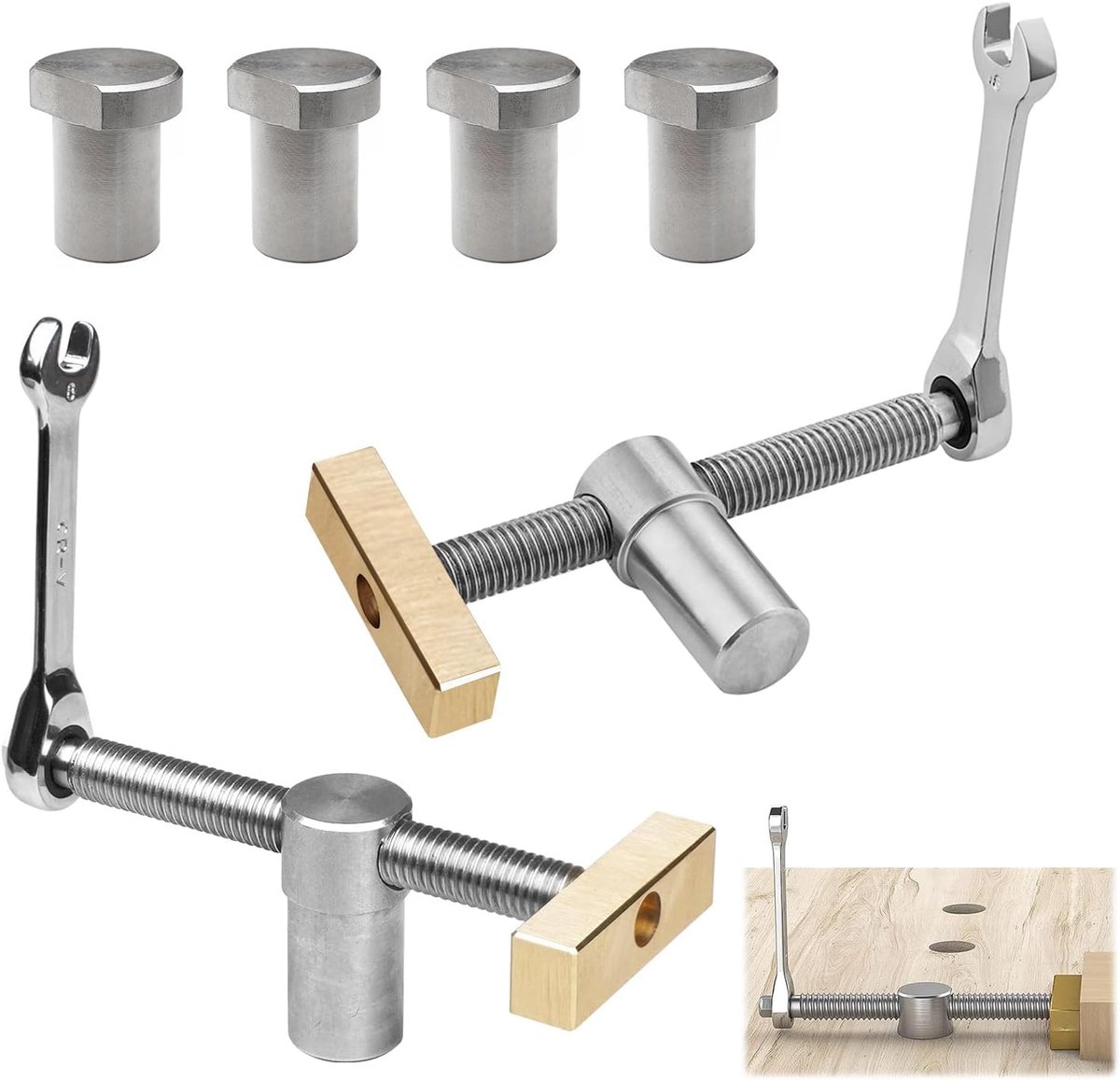 Houtbewerkingsbankhaken 19mm - RVS en messing - Duurzaam en eenvoudig te gebruiken - Ideaal voor houtbewerking - SnelShoppen