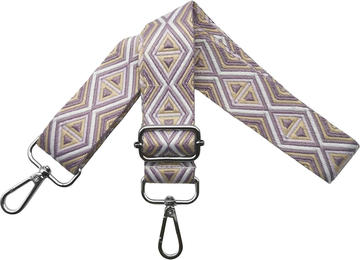 Schouderriem voor tassen, tasriemen om te wisselen, schouderriem voor tassen, schouderriem 3,8 cm breed met zilveren karabijnhaak, zakband voor dames, handtassen, kleurrijk, M, paars, 80