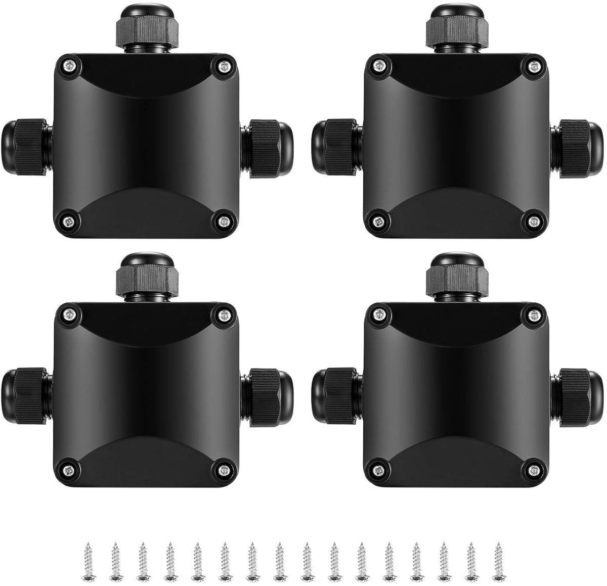 Ip68 Waterdichte 3-Weg Kabelconnectoren Voor | Buitenverlichting Externe Elektrische Aansluitdoos Φ5,5-10,5 Mm Pak Van 4 Zwart