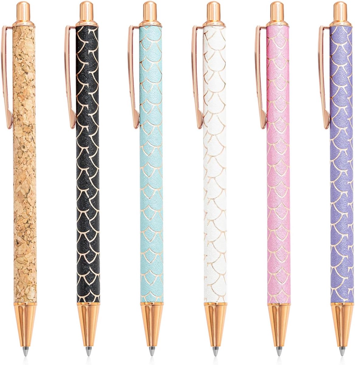 6 stuks balpennen met waterdruppelpatroon, glitterbalpen, balpenset, intrekbare balpen, kantoorbenodigdheden, geschikt cadeau voor meisjes en vrouwen (waterdruppelpatroon)