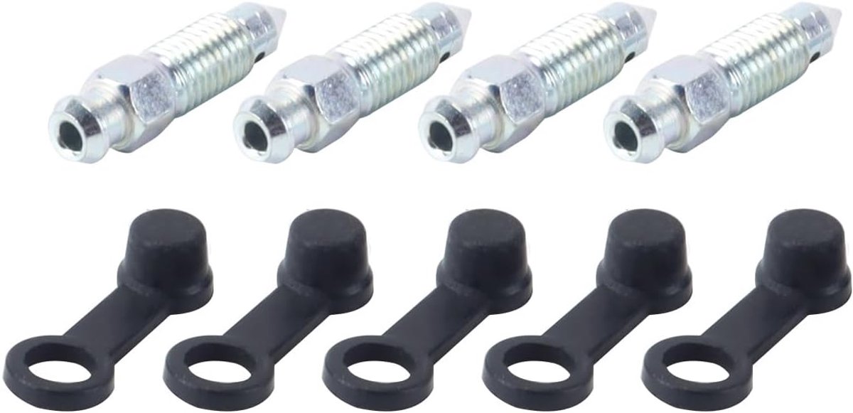 4 stuks M8x1mm ontluchtingsschroef met stofkap van gegalvaniseerd metaal voor schijfremklauw, uitlaat, motorfiets, auto, rempomp, accessoires