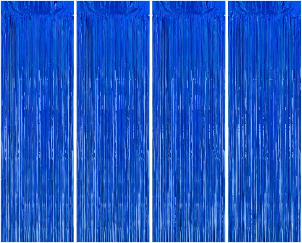 Lametta gordijn 1x2 m - metallic blauw - feestdecoratie - voor verjaardagen en bruiloften - SnelShoppen