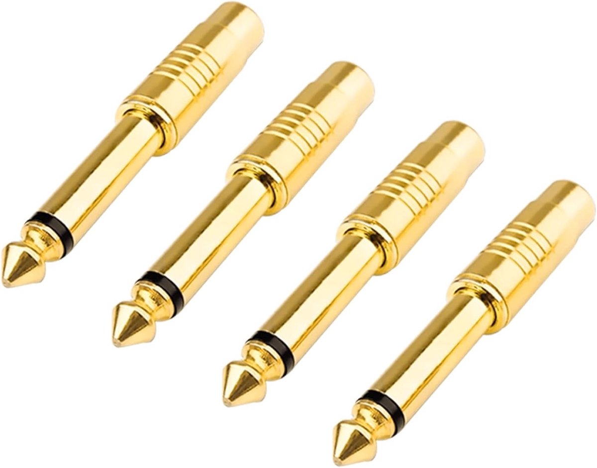 Adapter 6.35mm naar RCA - Pack van 4 - Goudgeplateerd - Voor versterkers en mixers - SnelShoppen