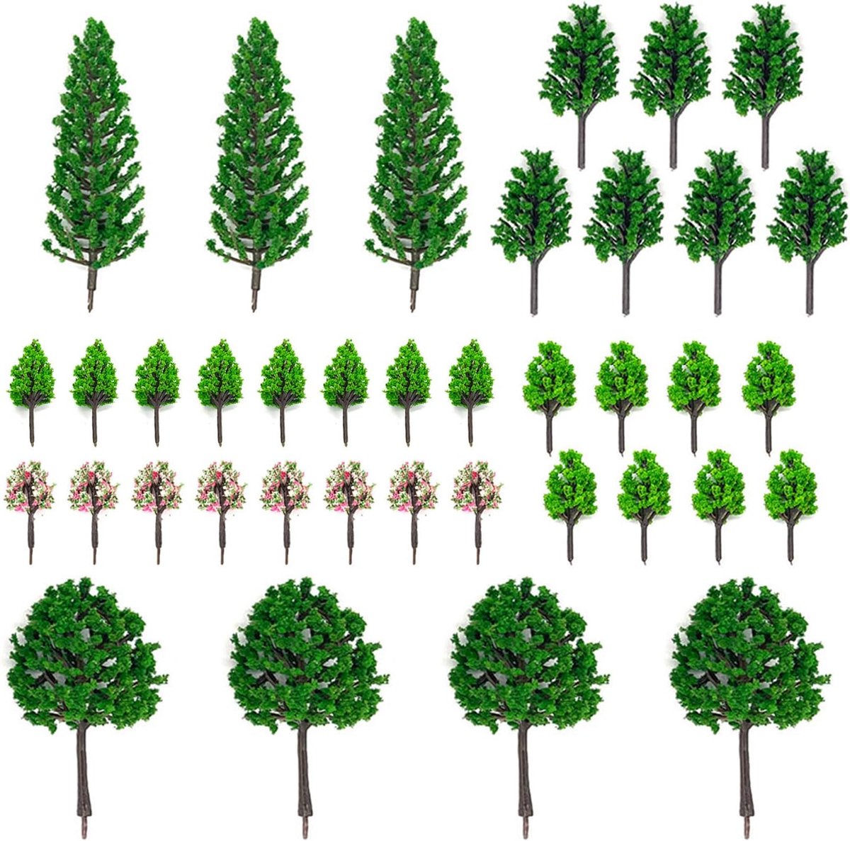 Modelbomen 38 stuks - Gemengde miniatuur bomen - Realistische diorama decoratie - Voor landschapsbouw en knutselen - SnelShoppen