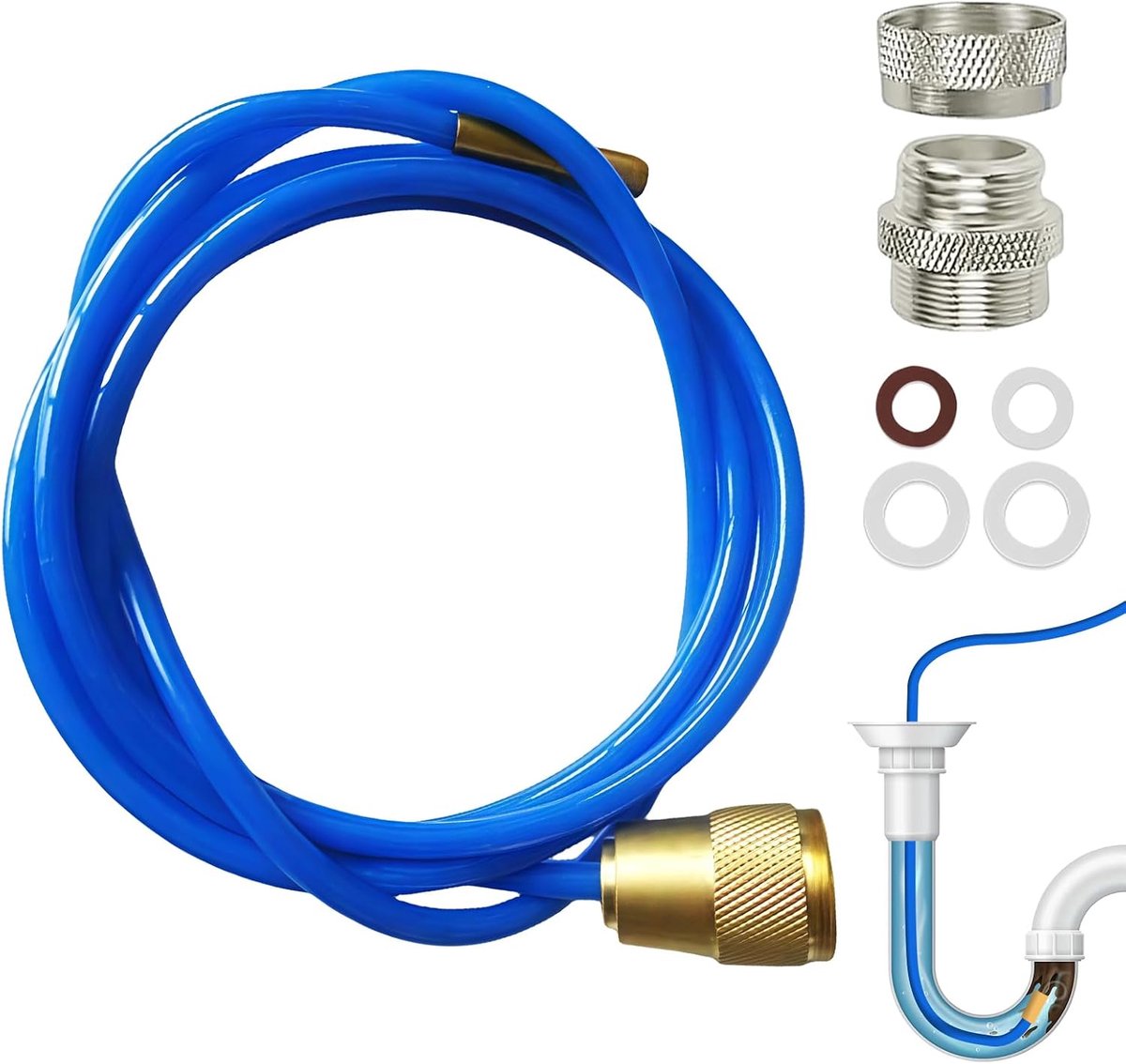 Hogedruk Buizenreiniger 3m - Blauw - Messing Nozzle en Afdichtingen - Voor Eenvoudige Ontstopping - SnelShoppen