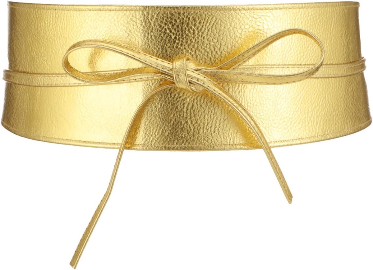 Grote maten gouden riemen - 3,5 inch brede faux lederen korsetriem - modieuze wikkelriem - perfect voor damesjurken - SnelShoppen