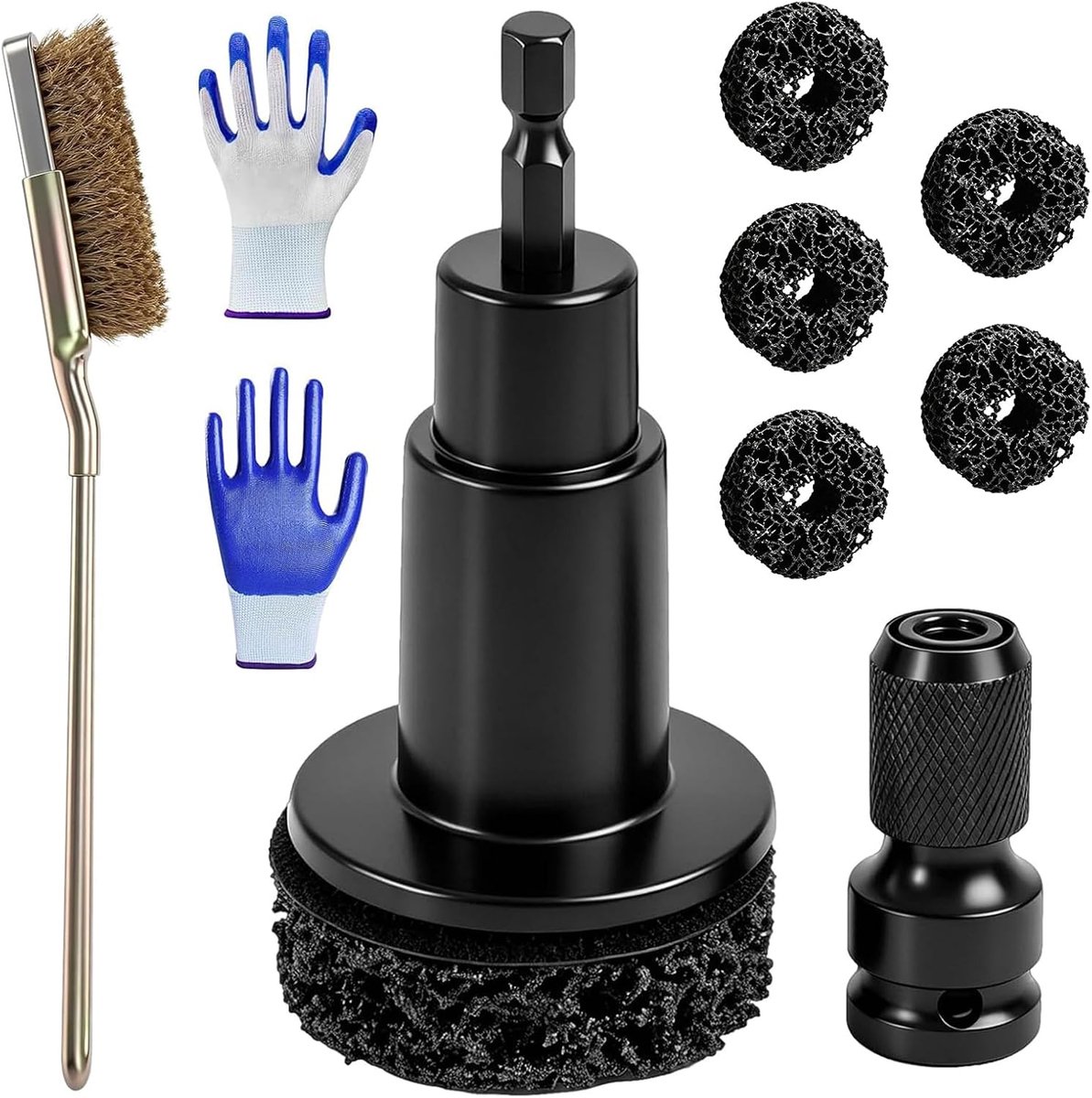 Wielnaafreinigingsset - naafslijper met 1/2 inch adapter - complete velgenreparatieset - effectief roest verwijderen - SnelShoppen