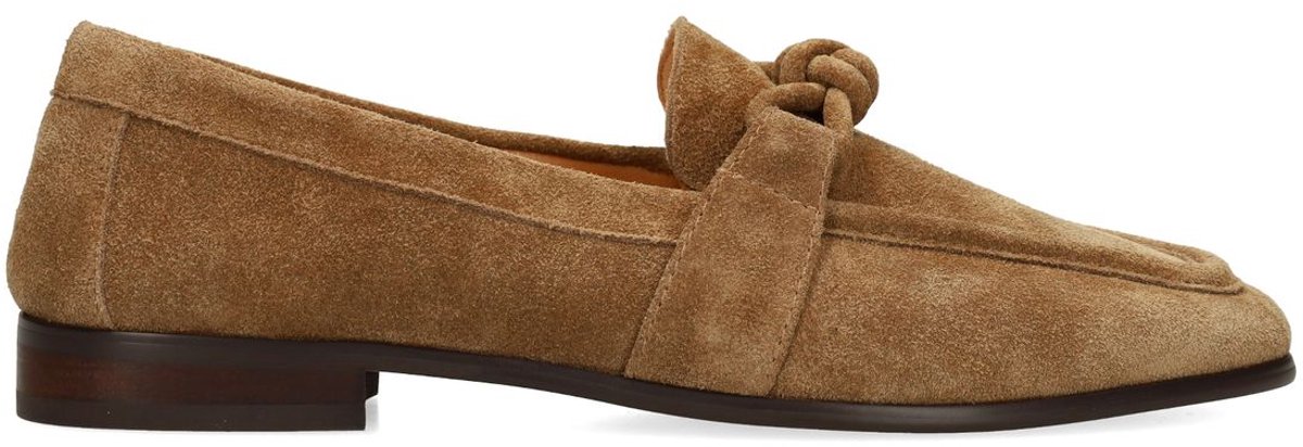 Manfield - Dames - Bruine suède loafers - Maat 39