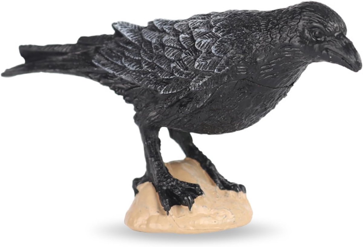Kunstraaf 7,5 x 2 x 4 cm - kunststof - realistisch dierenfiguur - duivenafweer voor tuin en balkon - SnelShoppen
