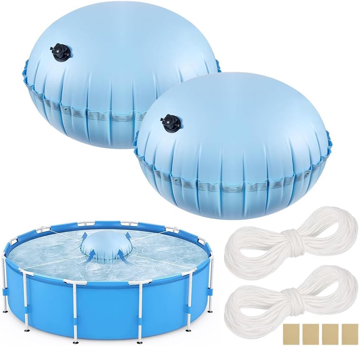 Poolkussen Rond 120 x 120 cm - Inclusief 15 m Compensation Touw - Bescherming Tegen Neerslag - SnelShoppen