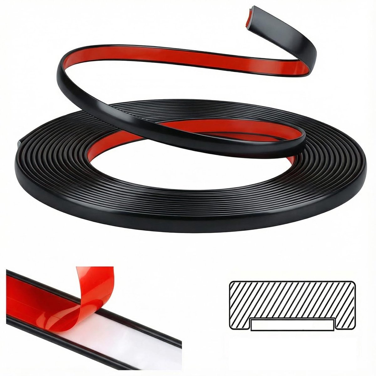 Peel and stick moulding trim 8M - zwart PVC - flexibel en zelfklevend - ideaal voor afwerking - ShopVlot