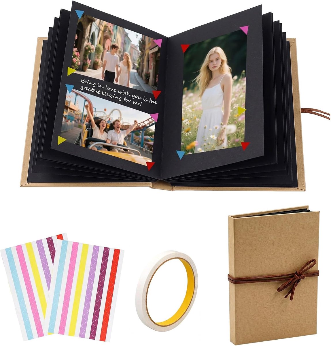 Fotoalbum 17,5 x 11,5 cm - accordeon-vouwverzamelalbum - zelfklevend - ideaal voor bruiloft of verjaardag - ShopVlot