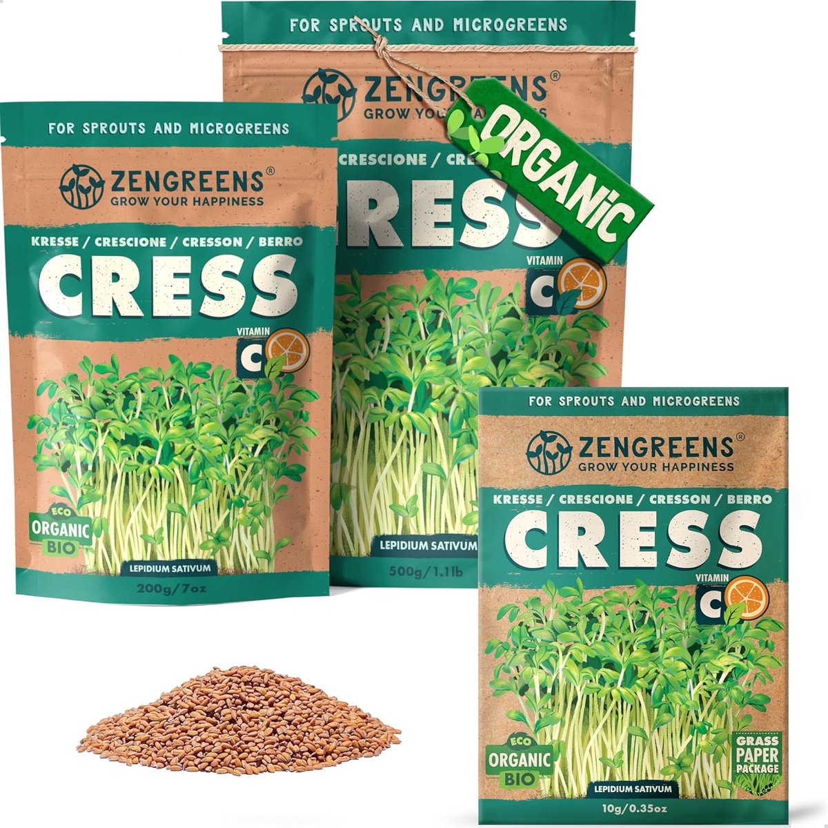 Tuinkers zaden - Biologisch - Kies uit 10g, 200g of 500g - Meer dan 97% kieming - ShopVlot