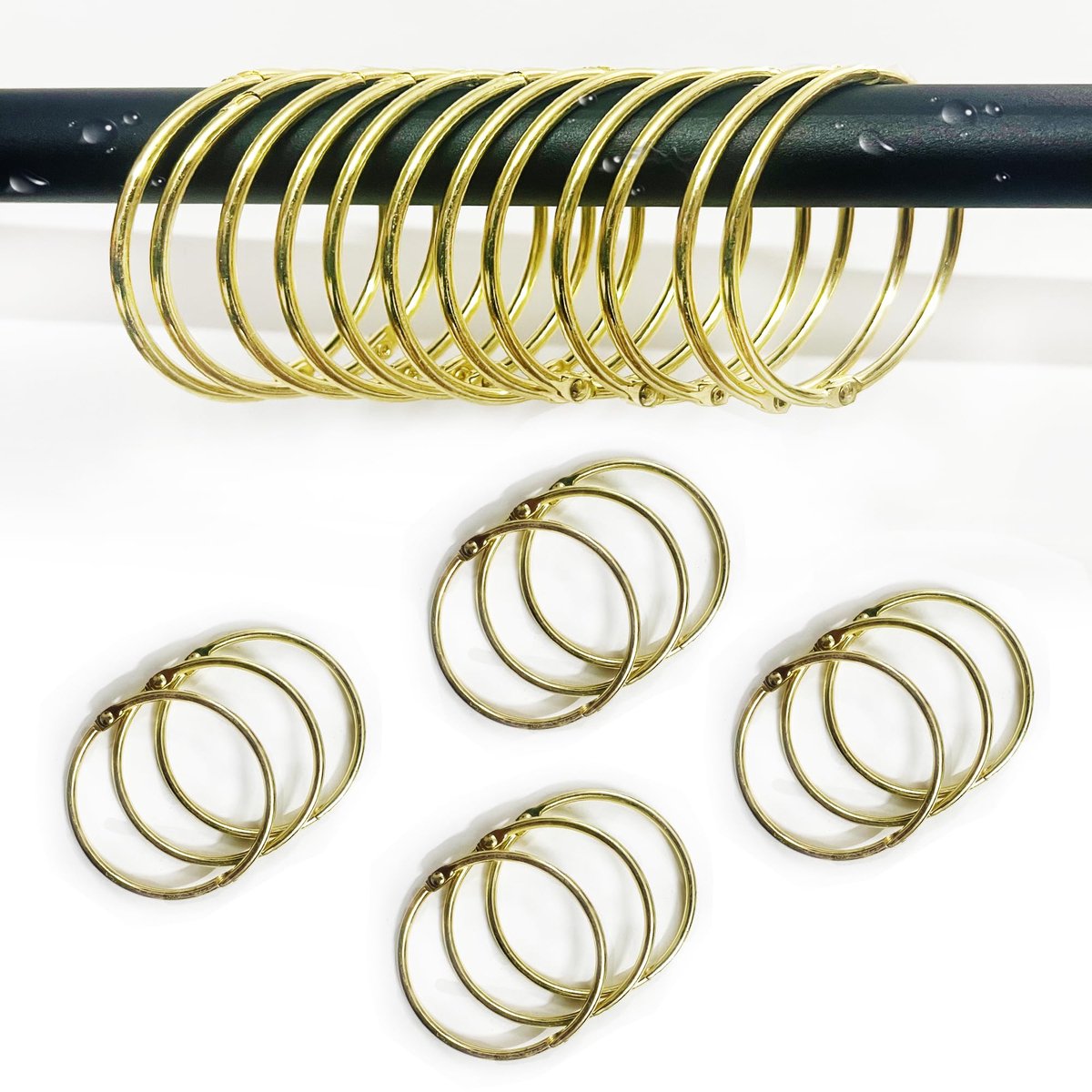 Douchegordijnringen 50 mm - Ronde type - Metalen clips - Eenvoudig te openen, voor badkamerdecoratie - ShopVlot