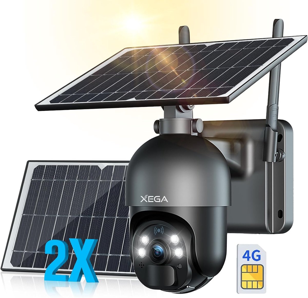 Beveiligingscamera 3G/4G LTE - 2K HD 3MP PTZ - Draadloos met PIR-detectie - Geschikt voor buitengebruik - ShopVlot