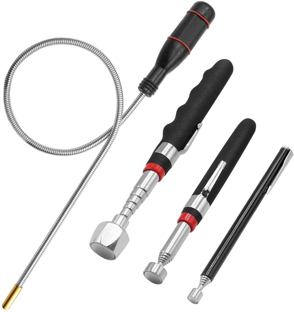 Magnetische telescopische stang set - 4 stuks - Flexibel staal - Voor het oppakken van metalen voorwerpen - ShopVlot