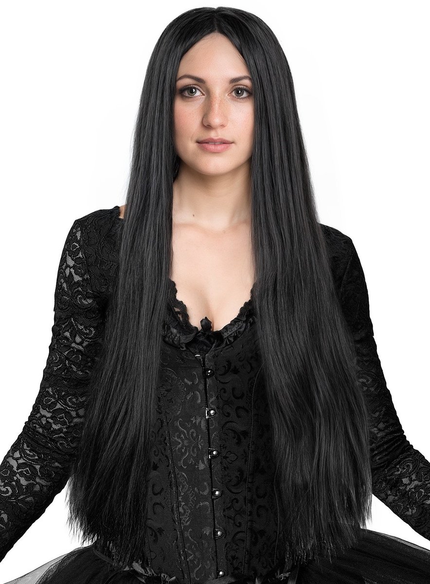 Morticia pruik - Kostuum pruik voor carnaval