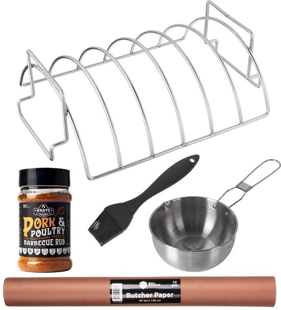 Cookinglife Spareribs Complete BBQ Set - Met Rub, Rek, Sauspan & Slagerspapier
