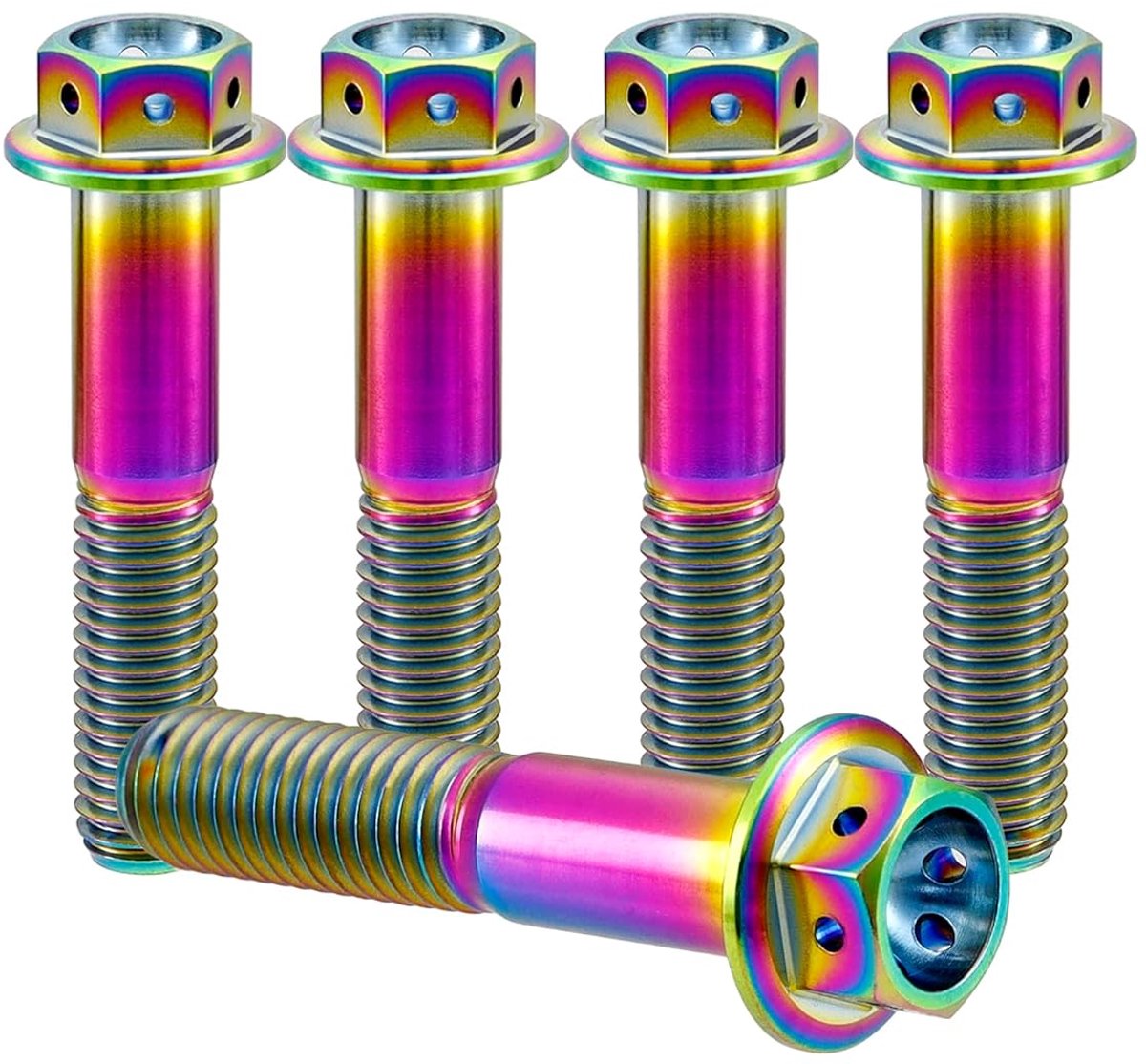 Titanium schroeven M6x20mm - regenboogkleur - duurzame titanium flensbout - ideaal voor sportieve toepassingen - ShopVlot