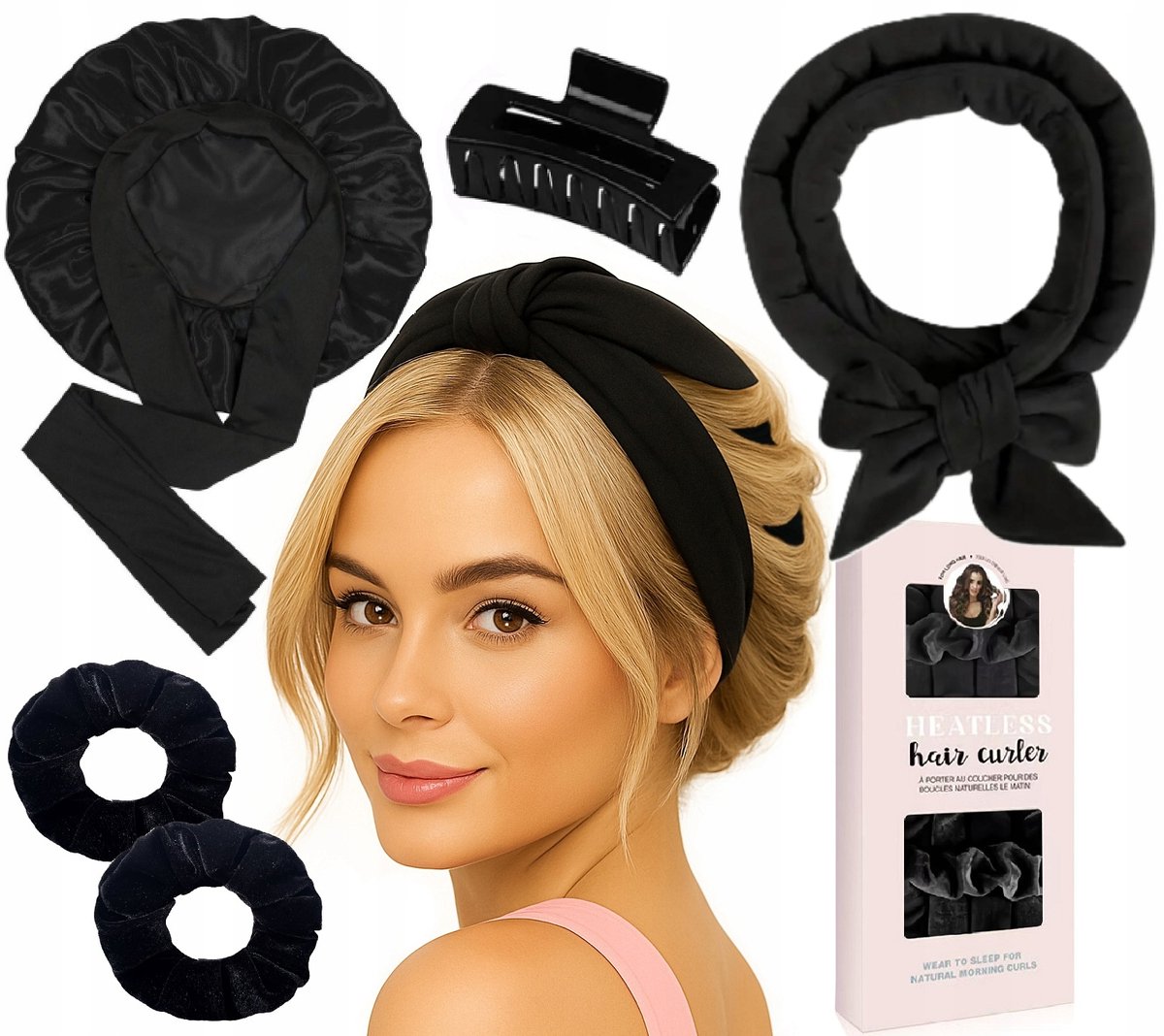 Velours Haarrollerset - Hittevrij Curlen met Haarband & Kap