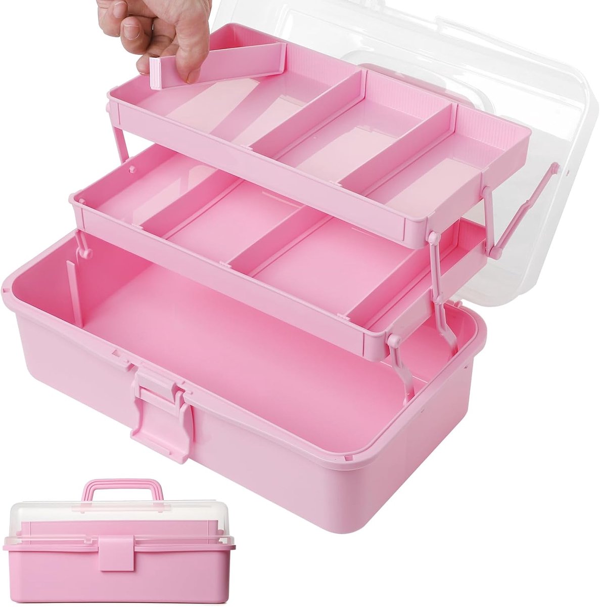 Opbergdoos met 3 planken - 33 cm - multifunctioneel - ideaal voor knutsel en make-up - SnelShoppen