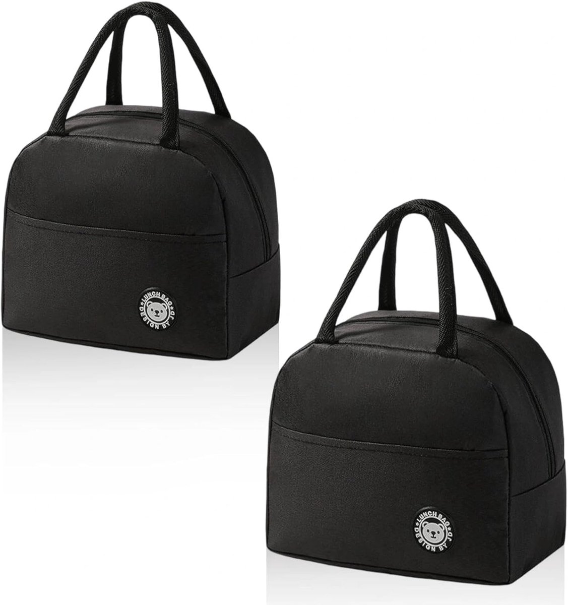 Lunchtas set van 2 - zwarte koelers - met zijzakken - ideaal voor werk en school - SnelShoppen